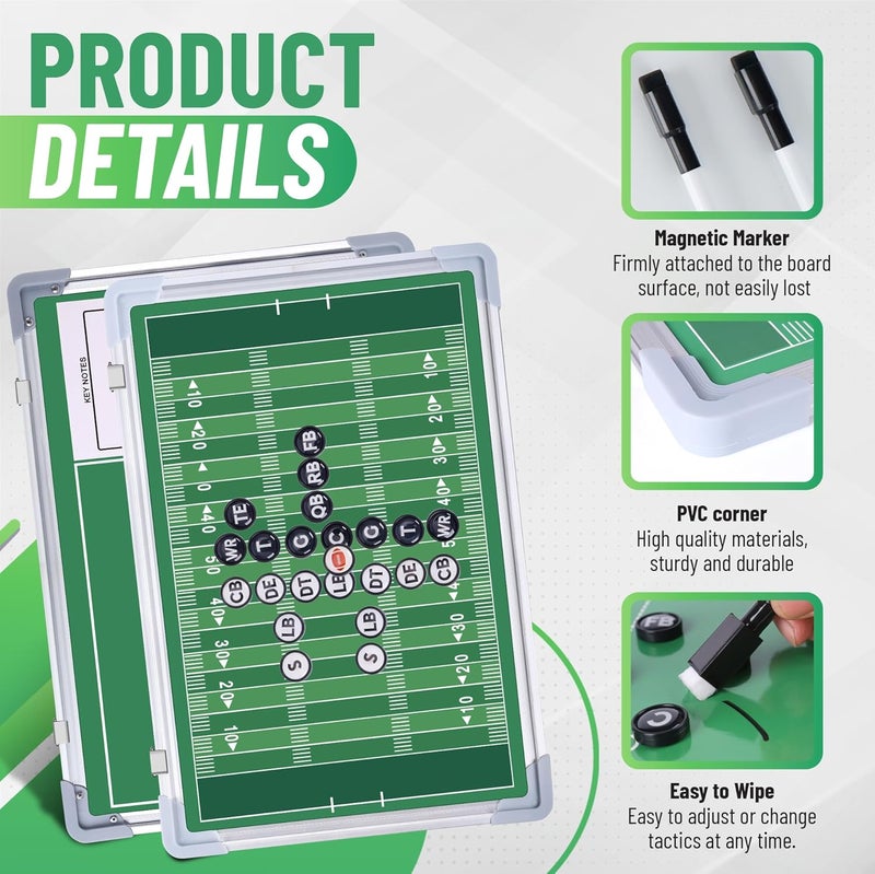 ZPU Football Coaching Board, Magnetic Football Clipboard for Coaches, Tactics Clipboard with Dry Erase, Marker Pens, Fence Hooks, Magnets, Storage Bag and Carry Bag, for Teaching and Game Plan - Image 4
